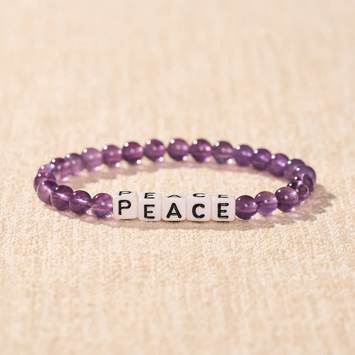 Buddha Stones Amethist PEACE-letterkralen Armband - image 1