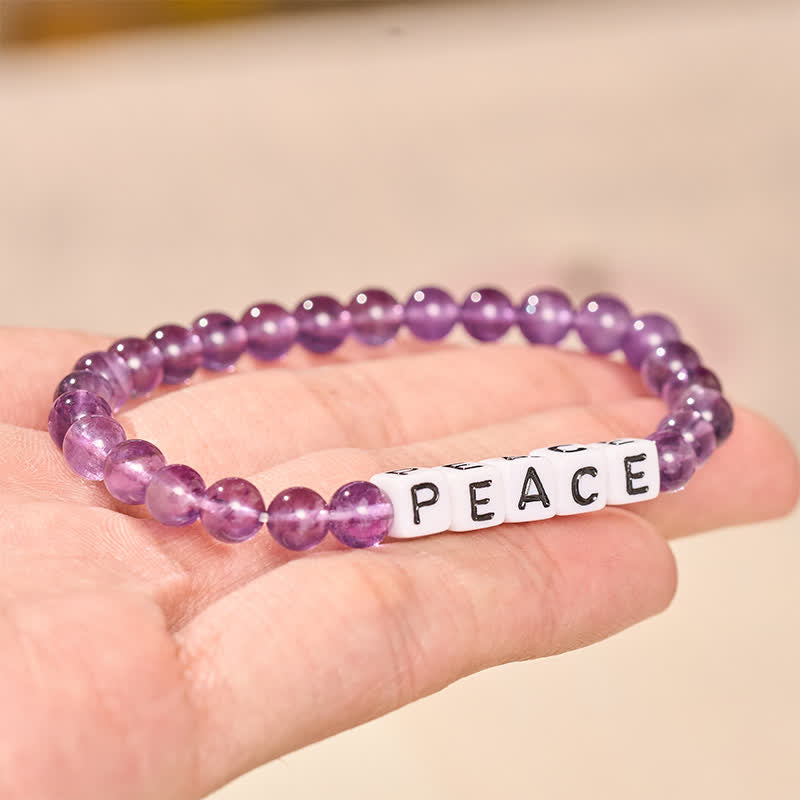 Buddha Stones Amethist PEACE-letterkralen Armband - image 2