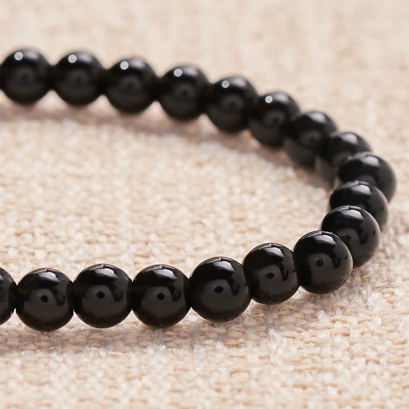 Buddha Stones Zwarte obsidiaan kralen met de letters FAITH voor zuivering - image 4