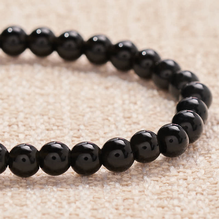 Buddha Stones Zwarte obsidiaan kralen met de letters FAITH voor zuivering - image 4