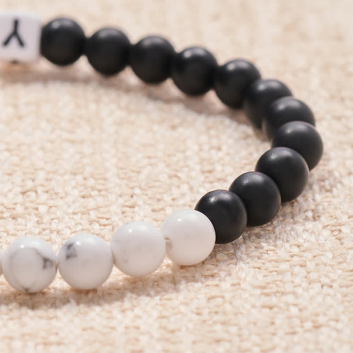 Buddha Stones Witte turkooizen, matte stenen YIN YANG letters kralen Armband - image 4