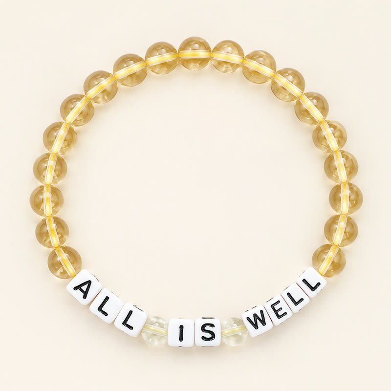 Buddha Stones Citrien heldere kwarts ALL IS WELL letters kralen Armband - Citrien (Geluk ♥ Welvaart) - image 0