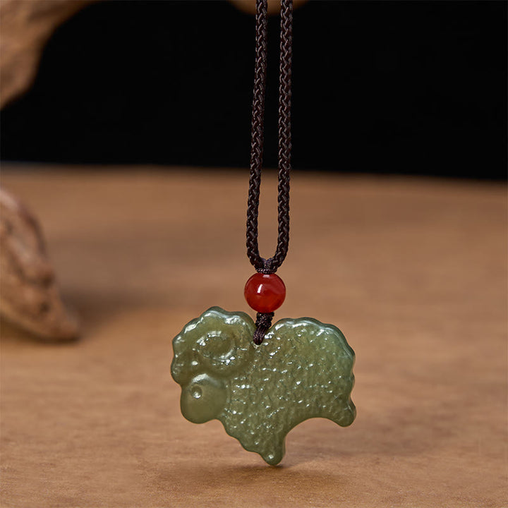 Buddha Stones Groene Hetian jade Chinese dierenriem geit hanger Ketting - image 4