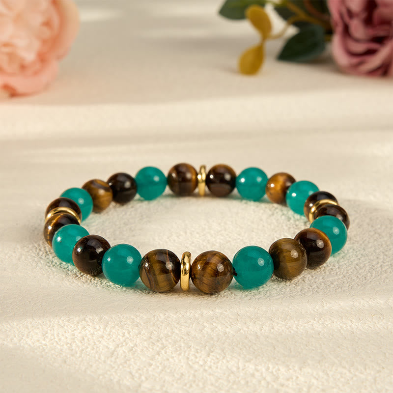 Buddha Stones Tijgeroog Amazoniet kralen Armband - Tijgeroog (Moed ♥ Kracht) - image 0