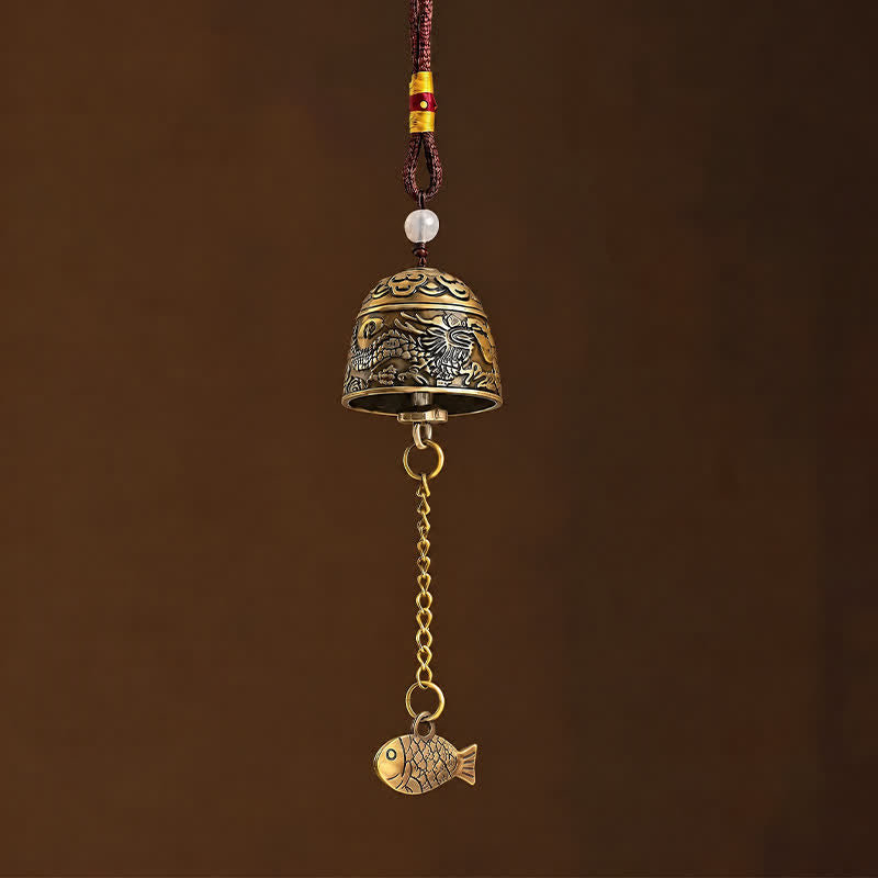 Buddha Stones Koperen dubbele draak koi vis geluksbellen en Klokken & Klankschalen - image 1