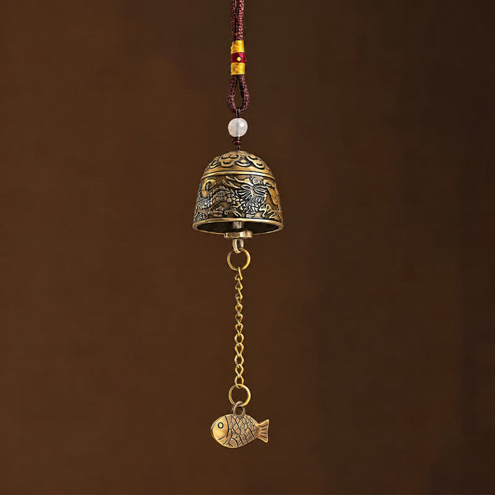 Buddha Stones Koperen dubbele draak koi vis geluksbellen en Klokken &amp; Klankschalen - image 1