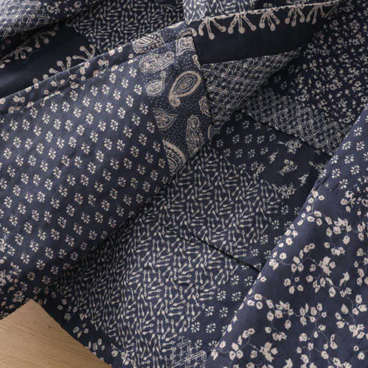 Buddha Stones Casual boho dameskimono met trekkoord, bloemenpatchwork en Zakken voor de herfst/winter - image 8