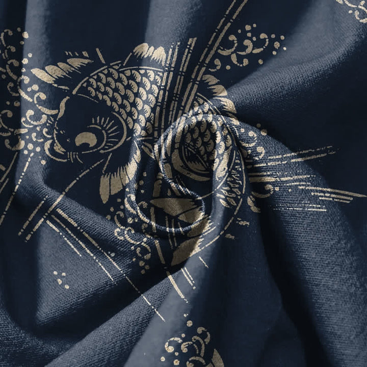 Buddha Stones Harembroek voor heren van 100% Cotton met koi-visprint, trekkoord en Zakken. - image 11