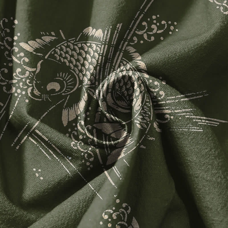 Buddha Stones Harembroek voor heren van 100% Cotton met koi-visprint, trekkoord en Zakken. - image 17