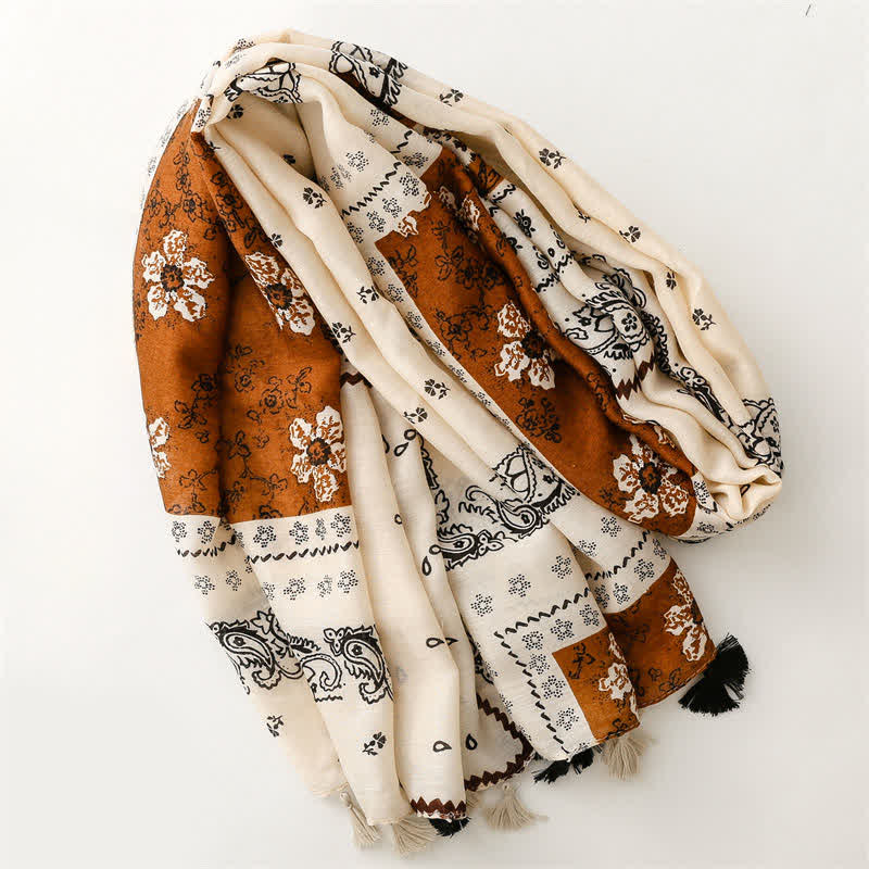Buddha Stones Lente/Herfst Boho Paisley Patchwork Sjaal met Kwastjes voor Dames - image 1
