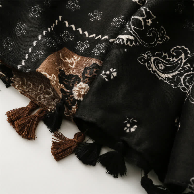 Buddha Stones Lente/Herfst Boho Paisley Patchwork Sjaal met Kwastjes voor Dames - image 10