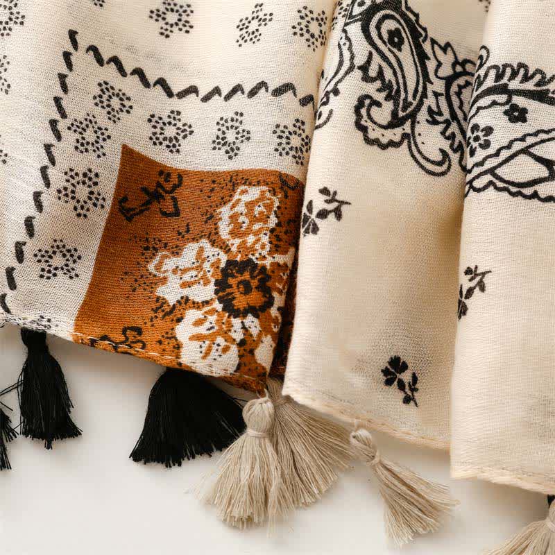 Buddha Stones Lente/Herfst Boho Paisley Patchwork Sjaal met Kwastjes voor Dames - image 7