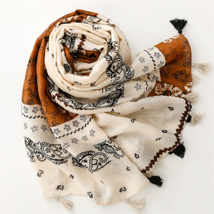 Buddha Stones Lente/Herfst Boho Paisley Patchwork Sjaal met Kwastjes voor Dames - image 2