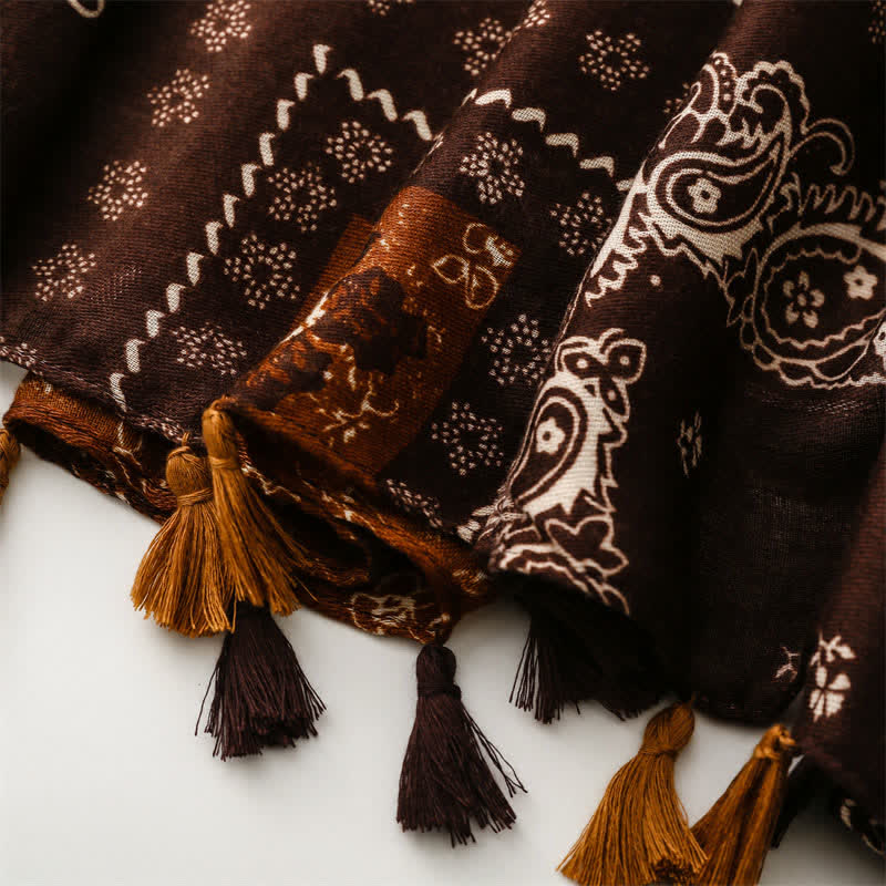 Buddha Stones Lente/Herfst Boho Paisley Patchwork Sjaal met Kwastjes voor Dames - image 16