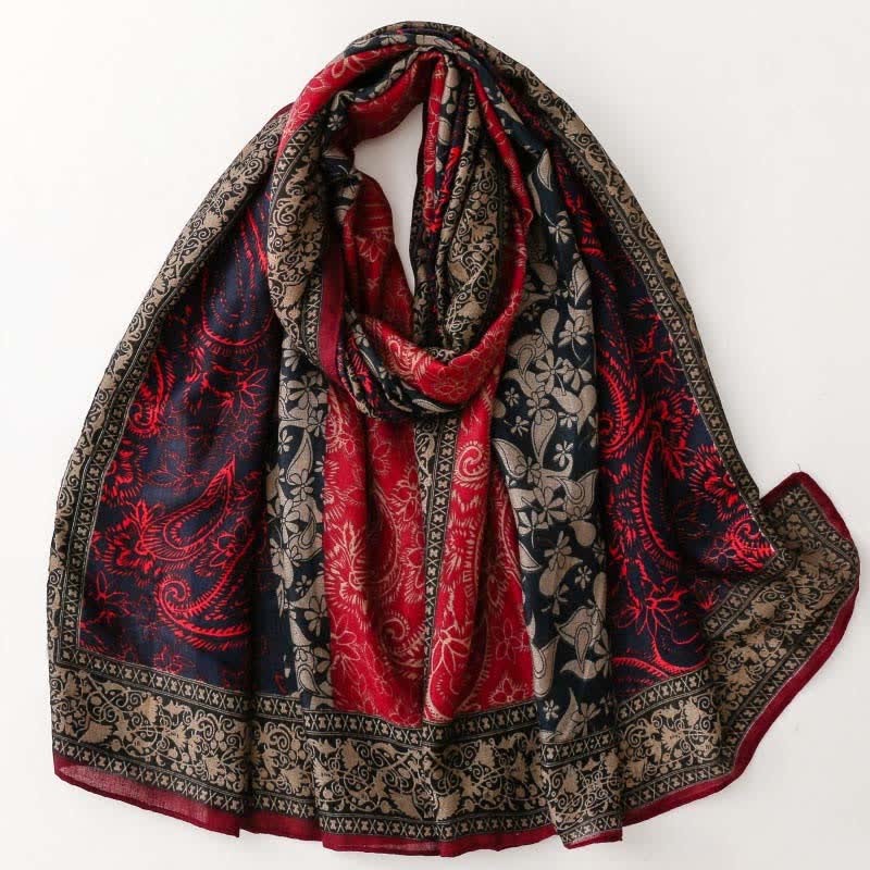 Buddha Stones Herfst/winter sjaal voor dames met paisley- en bloemenprint en rand. - Kastanjebruin - image 15