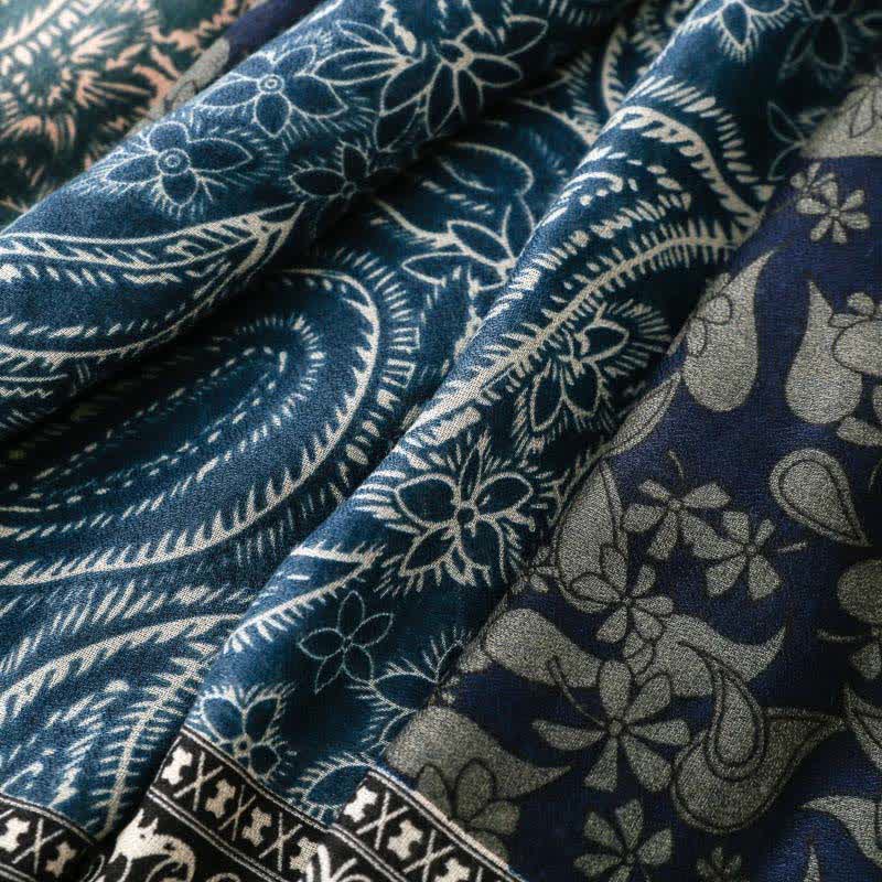 Buddha Stones Herfst/winter sjaal voor dames met paisley- en bloemenprint en rand. - image 4