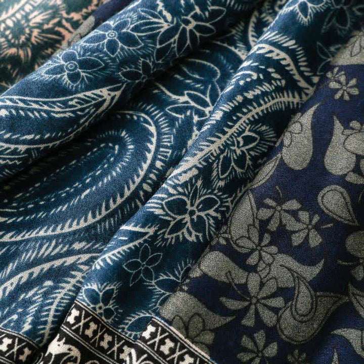 Buddha Stones Herfst/winter sjaal voor dames met paisley- en bloemenprint en rand. - image 4