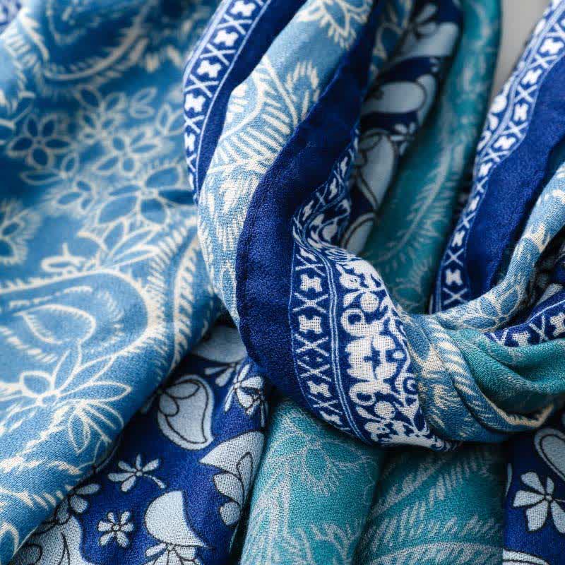 Buddha Stones Herfst/winter sjaal voor dames met paisley- en bloemenprint en rand. - image 10