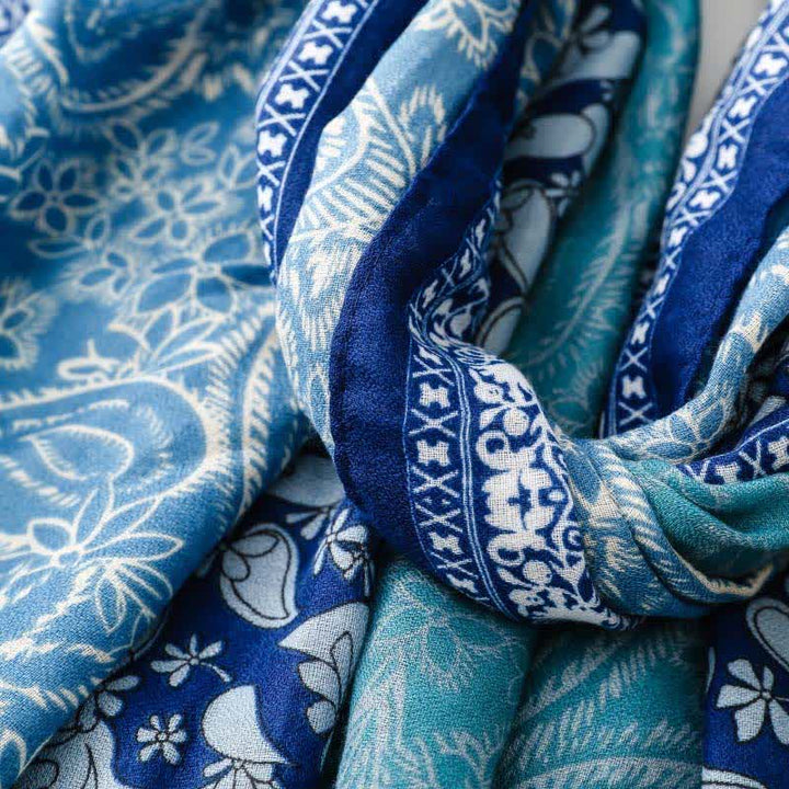 Buddha Stones Herfst/winter sjaal voor dames met paisley- en bloemenprint en rand. - image 10