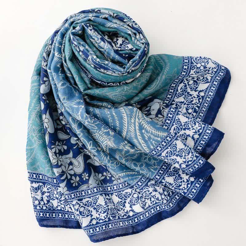 Buddha Stones Herfst/winter sjaal voor dames met paisley- en bloemenprint en rand. - image 8
