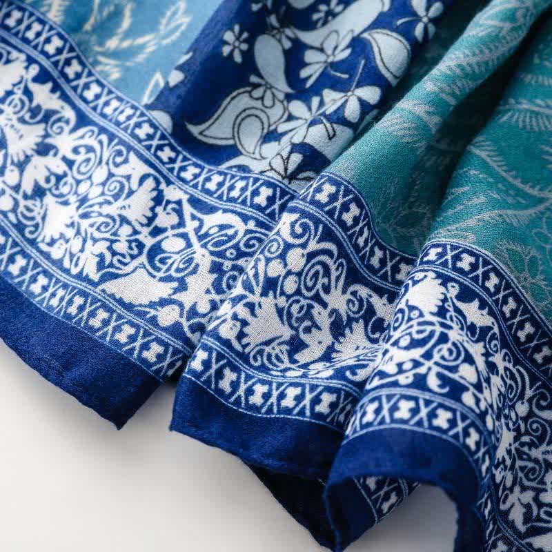 Buddha Stones Herfst/winter sjaal voor dames met paisley- en bloemenprint en rand. - image 11