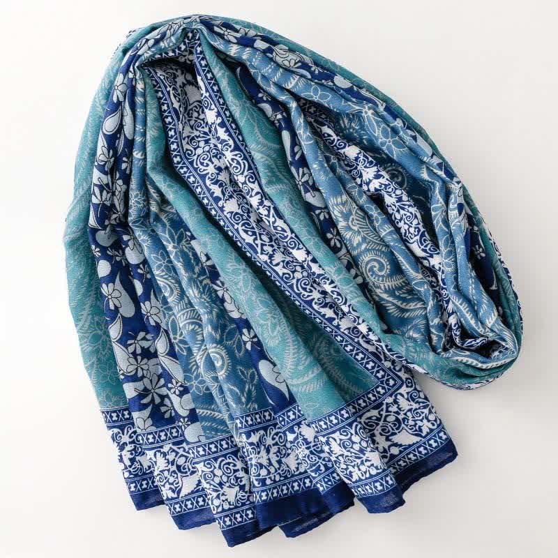 Buddha Stones Herfst/winter sjaal voor dames met paisley- en bloemenprint en rand. - image 9
