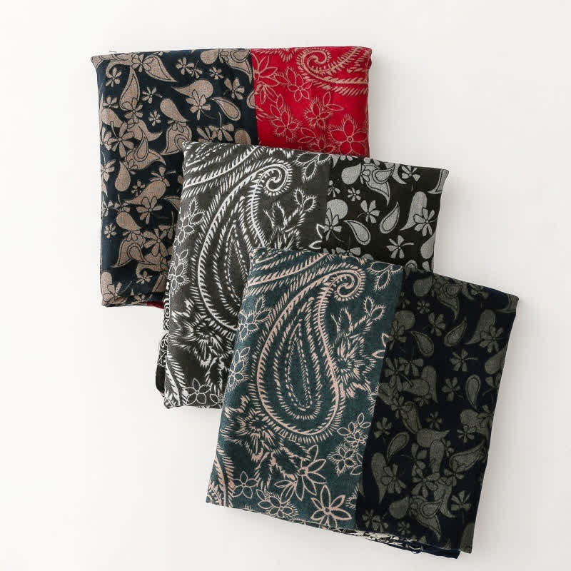 Buddha Stones Herfst/winter sjaal voor dames met paisley- en bloemenprint en rand. - image 27