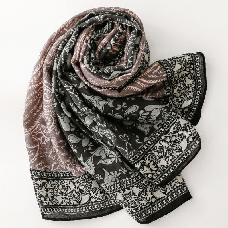 Buddha Stones Herfst/winter sjaal voor dames met paisley- en bloemenprint en rand. - image 20