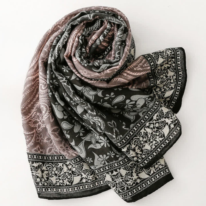 Buddha Stones Herfst/winter sjaal voor dames met paisley- en bloemenprint en rand. - image 20