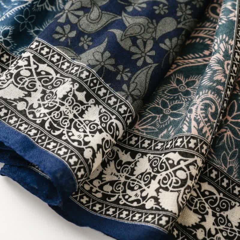 Buddha Stones Herfst/winter sjaal voor dames met paisley- en bloemenprint en rand. - image 5