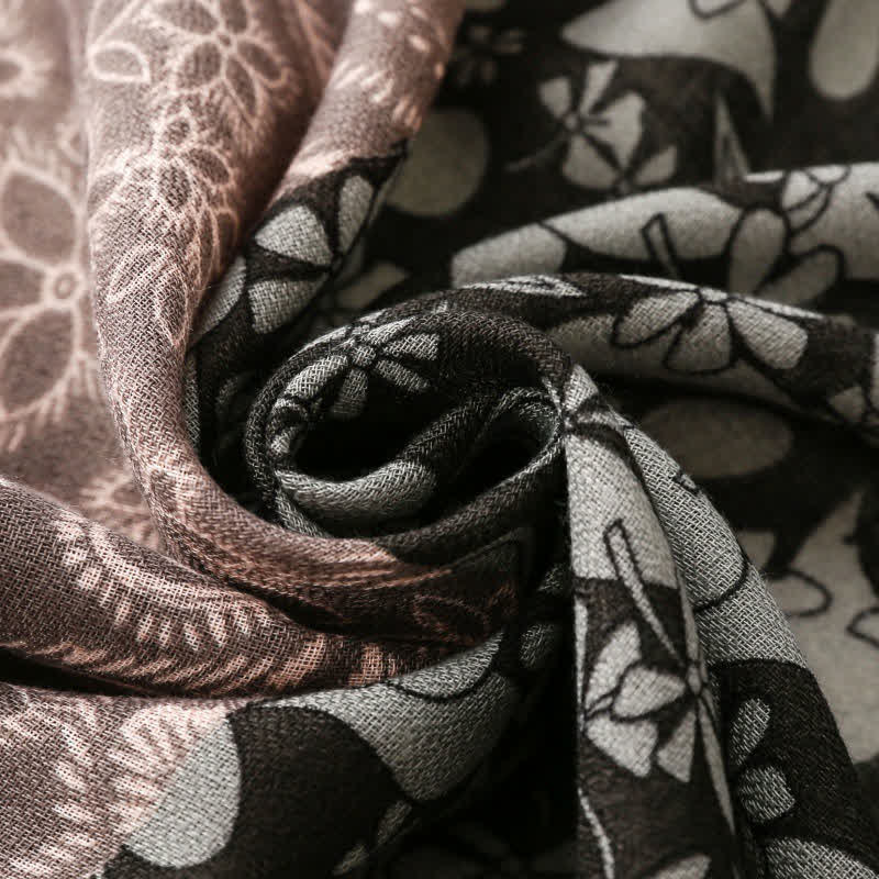 Buddha Stones Herfst/winter sjaal voor dames met paisley- en bloemenprint en rand. - image 26