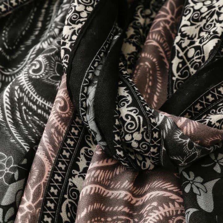 Buddha Stones Herfst/winter sjaal voor dames met paisley- en bloemenprint en rand. - image 22