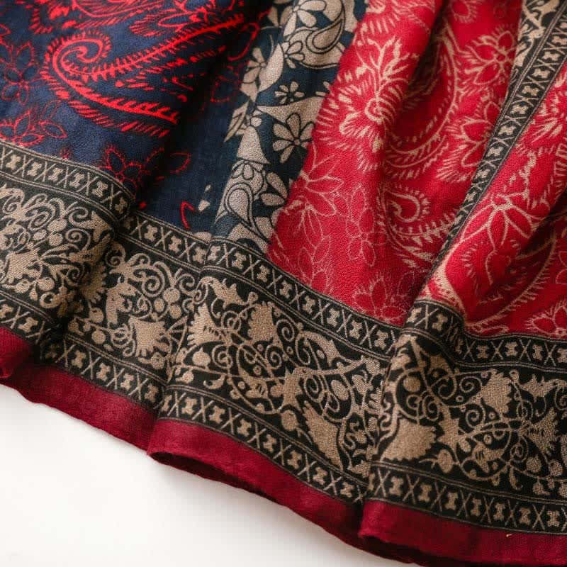Buddha Stones Herfst/winter sjaal voor dames met paisley- en bloemenprint en rand. - image 17