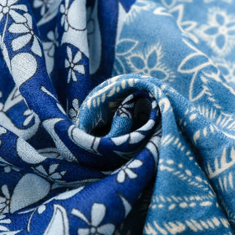 Buddha Stones Herfst/winter sjaal voor dames met paisley- en bloemenprint en rand. - image 14