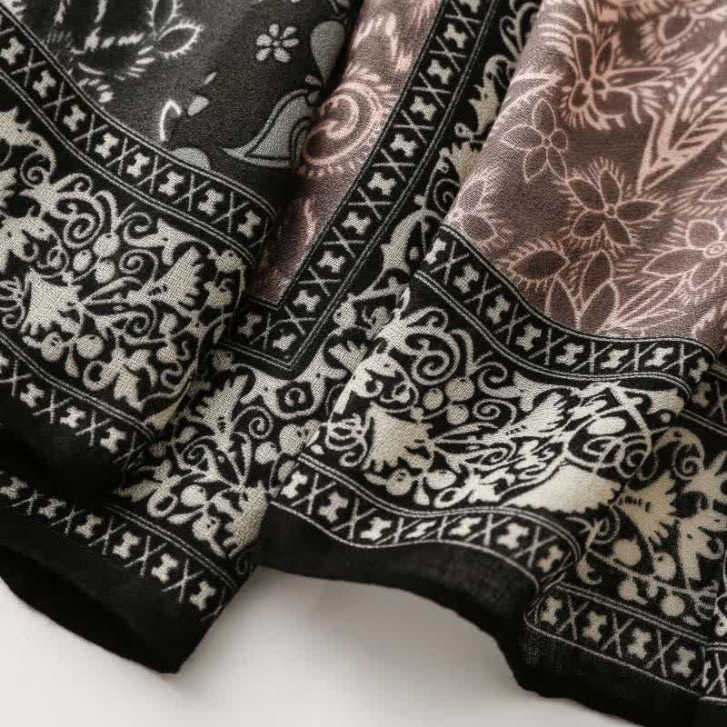 Buddha Stones Herfst/winter sjaal voor dames met paisley- en bloemenprint en rand. - image 24
