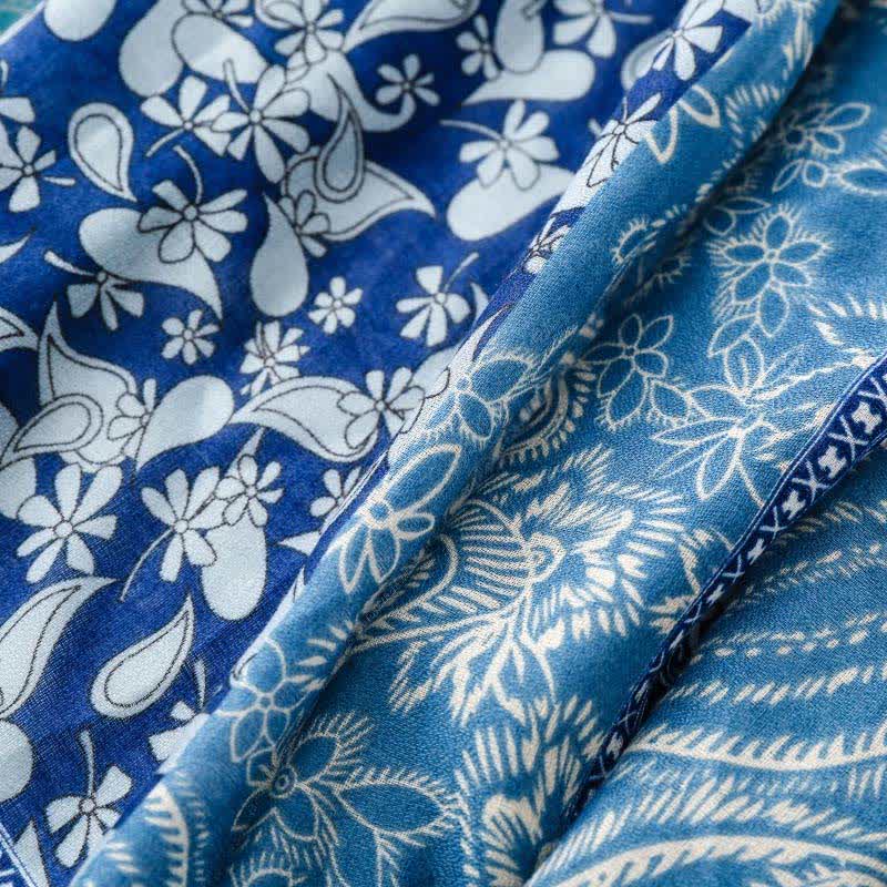 Buddha Stones Herfst/winter sjaal voor dames met paisley- en bloemenprint en rand. - image 12