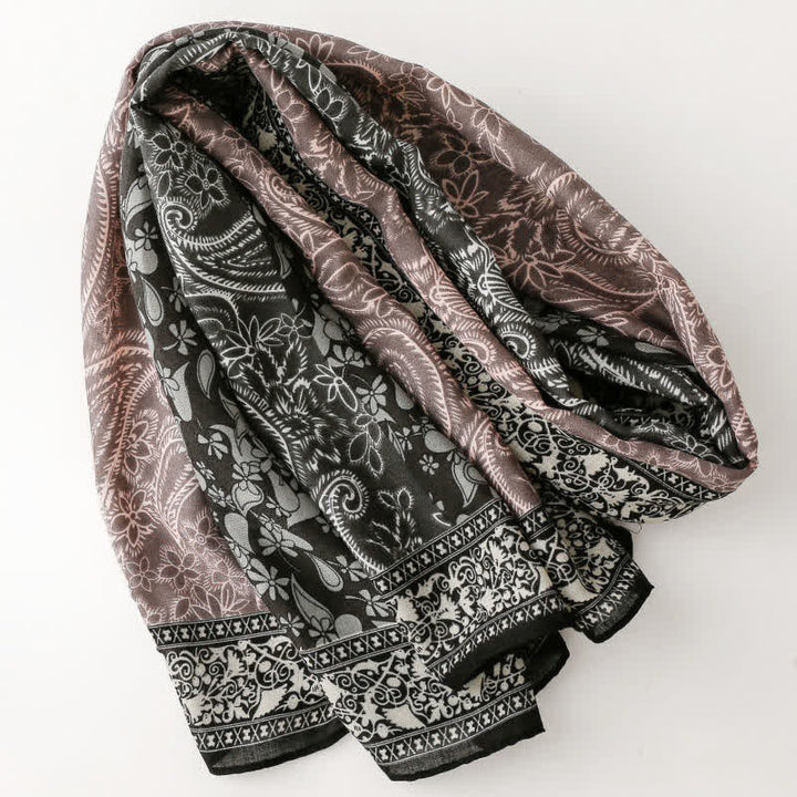 Buddha Stones Herfst/winter sjaal voor dames met paisley- en bloemenprint en rand. - image 21