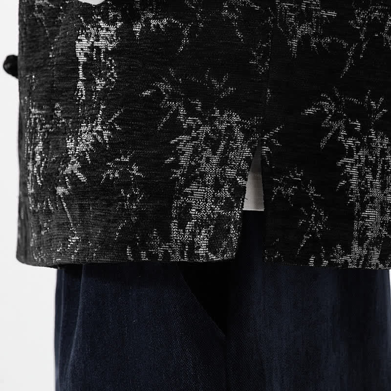 Buddha Stones Herfst Tang Stijl Vintage Button-Up Bamboe Abstract Tanktop Herenvest - image 12