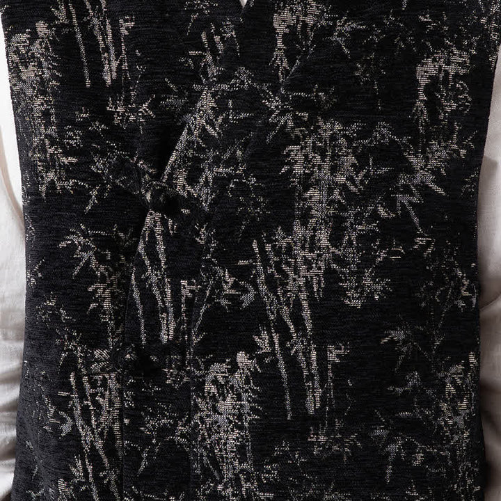 Buddha Stones Herfst Tang Stijl Vintage Button-Up Bamboe Abstract Tanktop Herenvest - image 11