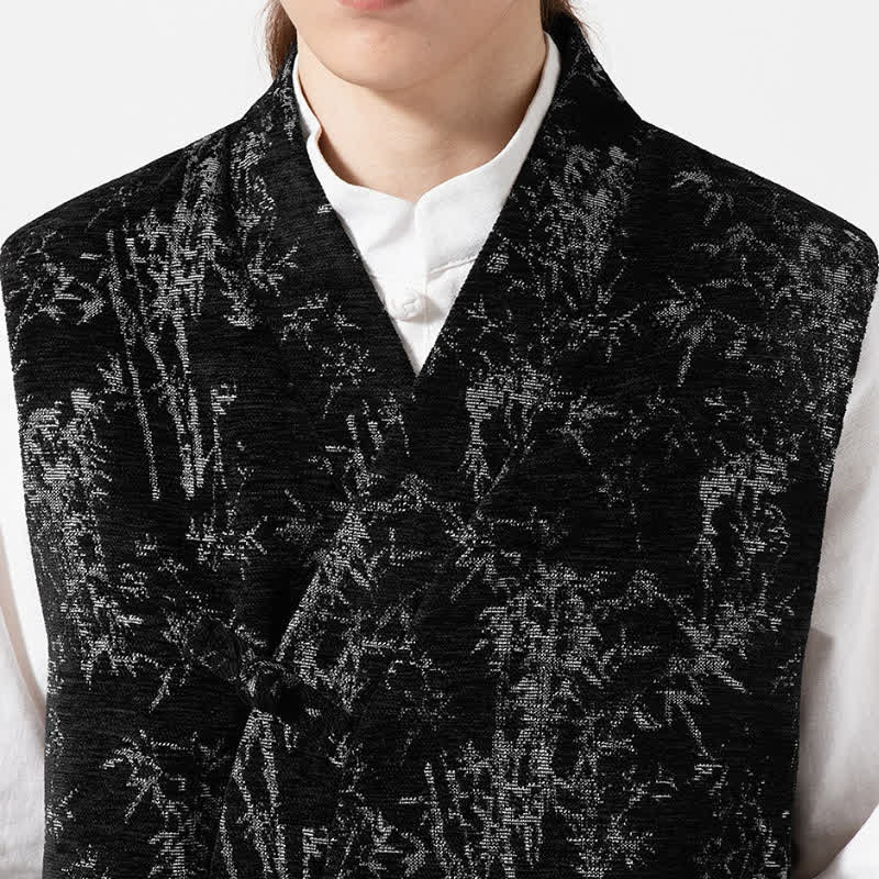 Buddha Stones Herfst Tang Stijl Vintage Button-Up Bamboe Abstract Tanktop Herenvest - image 10