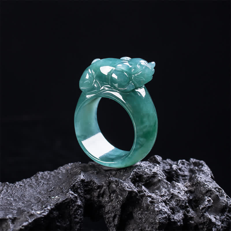 Buddha Stones Handgesneden Pi Xiu- Ring van jade - image 1