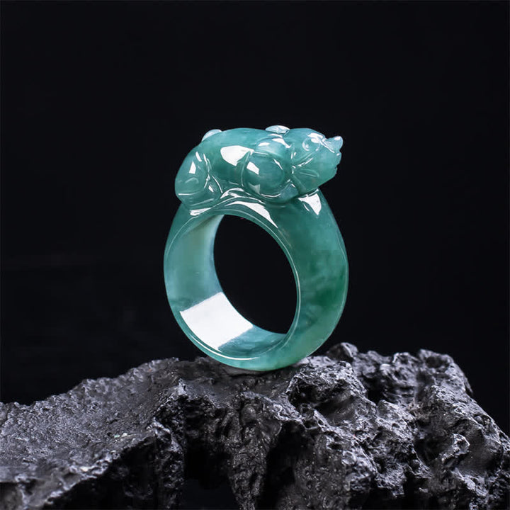 Buddha Stones Handgesneden Pi Xiu- Ring van jade - image 1