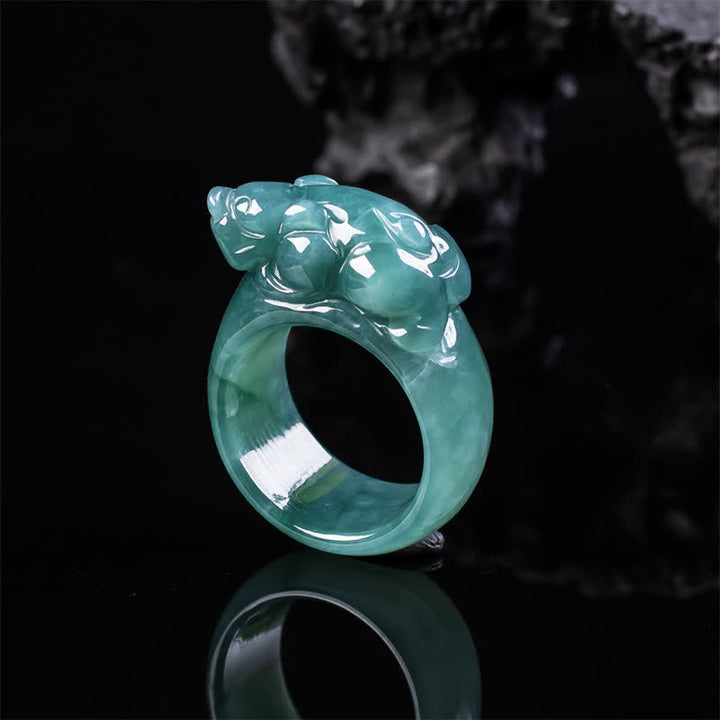 Buddha Stones Handgesneden Pi Xiu- Ring van jade - image 3