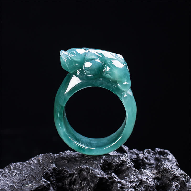 Buddha Stones Handgesneden Pi Xiu- Ring van jade - image 2