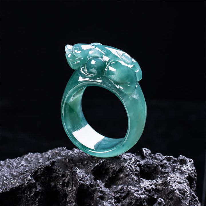 Buddha Stones Handgesneden Pi Xiu- Ring van jade - image 9