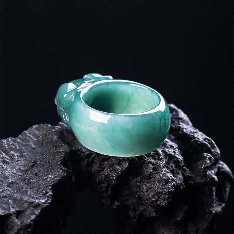Buddha Stones Handgesneden Pi Xiu- Ring van jade - image 4