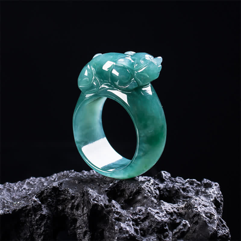 Buddha Stones Handgesneden Pi Xiu- Ring van jade - image 10