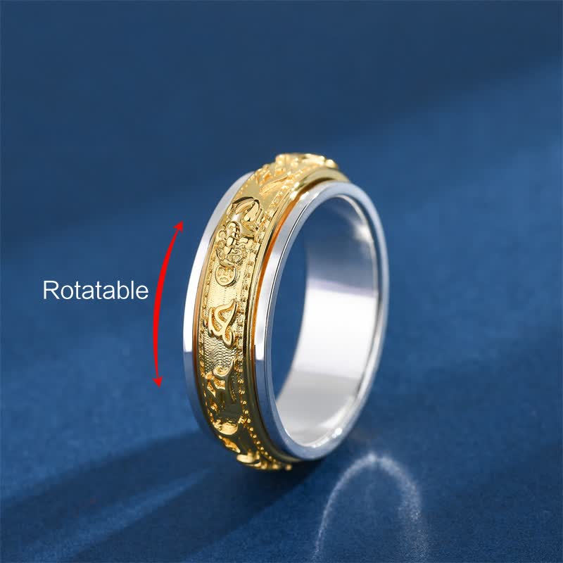 Buddha Stones Koperen Pi Xiu Om Mani Padme Hum Tweekleurige Draaiende Ring - image 4