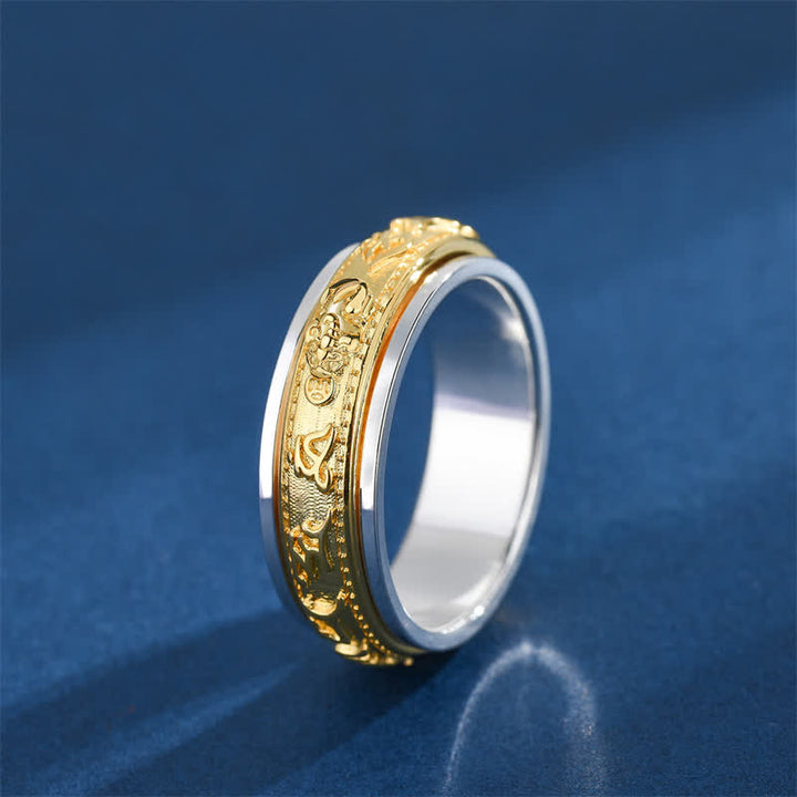 Buddha Stones Koperen Pi Xiu Om Mani Padme Hum Tweekleurige Draaiende Ring - 21,2 mm (US 11) - image 0