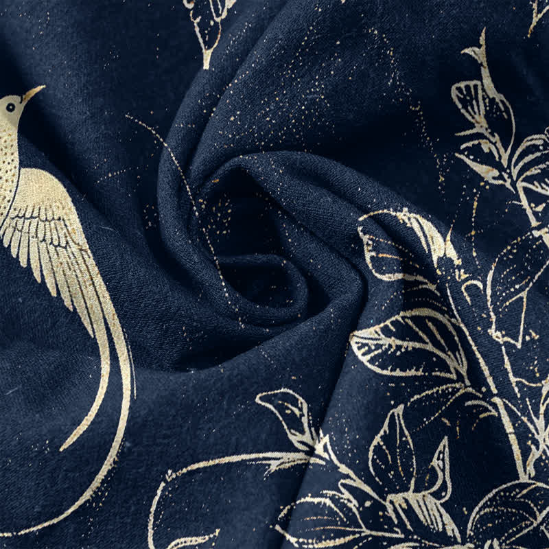 Buddha Stones Damesbroek van 100% Cotton met botanisch bloemen- en vogelpatroon, elastische Taille en Zakken. - image 3